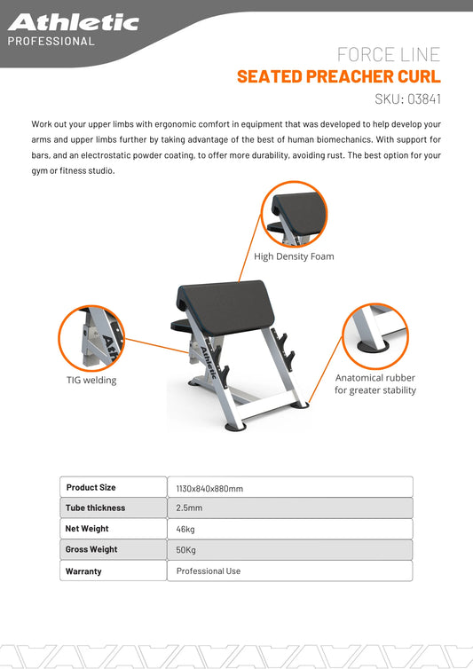 Athletic Seated Preacher Curl Bench