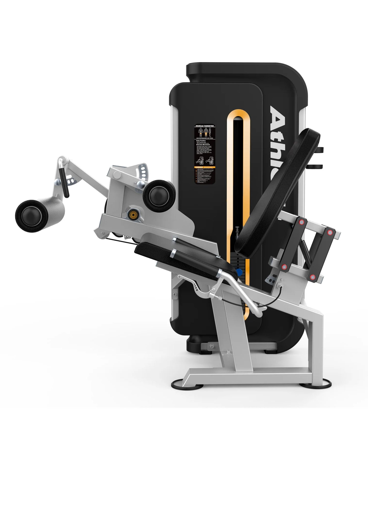Athletic leg extension and curl machine