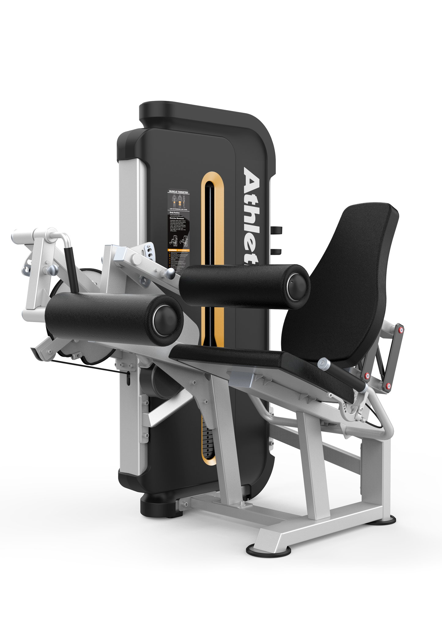 Athletic leg extension and curl machine