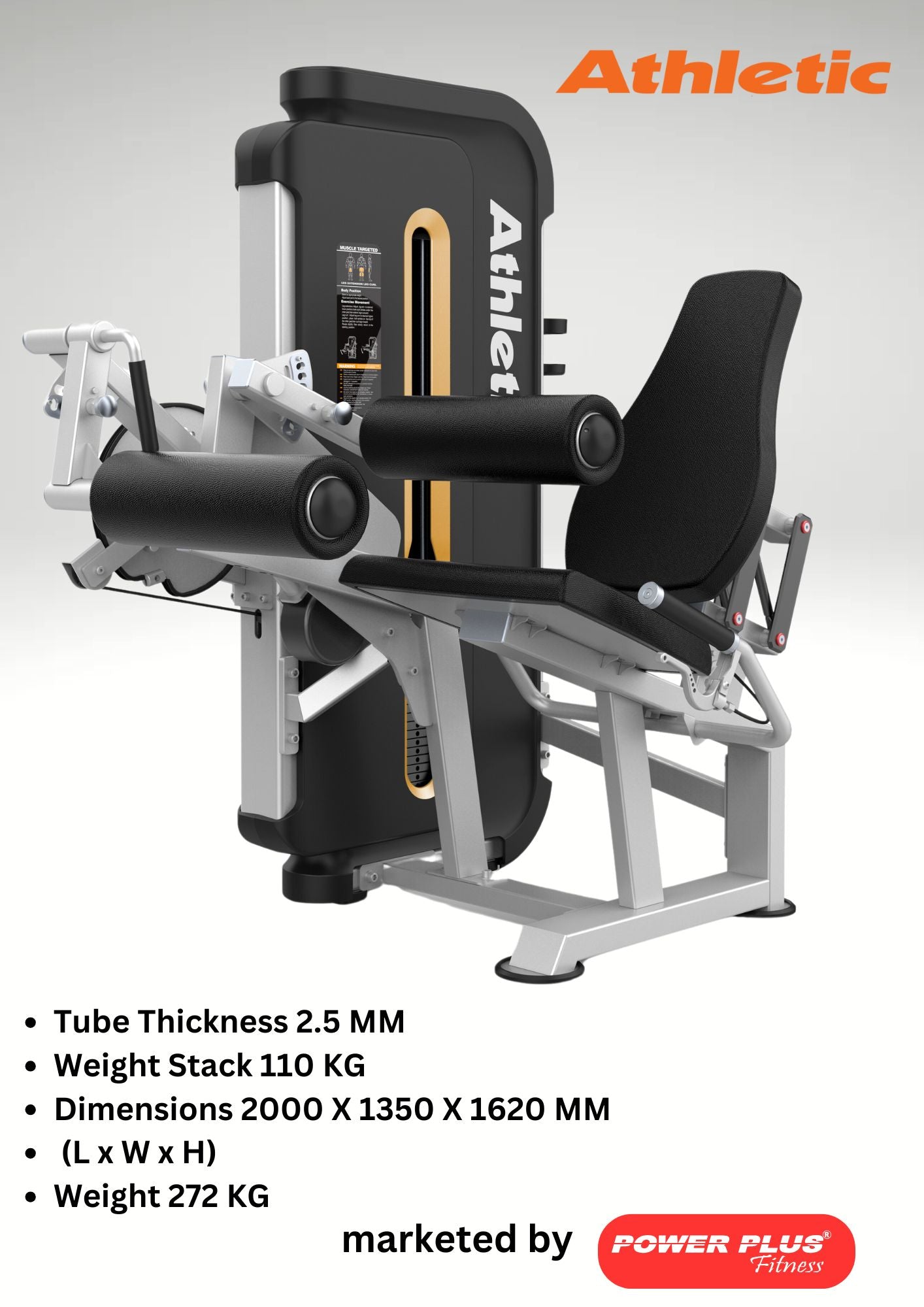 Athletic leg extension and curl machine