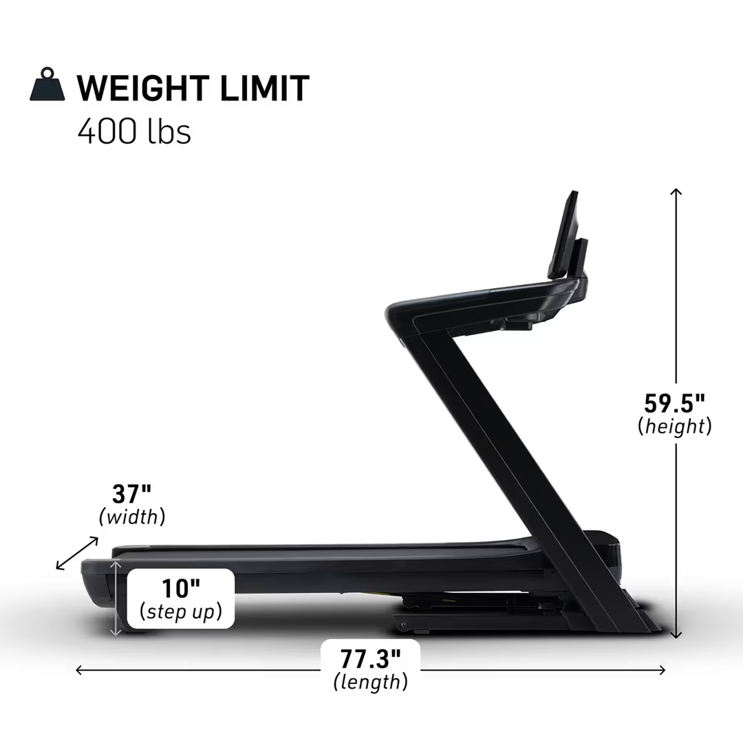 Black metal stand with dimensions and weight limit label on a white background
